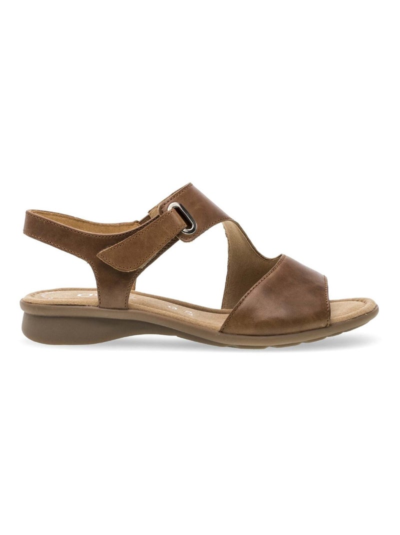 Sandales  en cuir lisse Marron - Kiabi