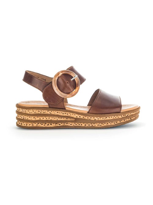 Sandales  en cuir lisse - Kiabi
