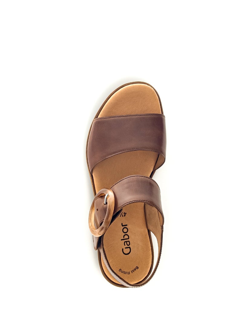Sandales  en cuir lisse Marron - Kiabi