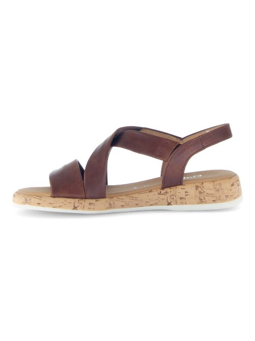 Sandales  en cuir lisse - Kiabi
