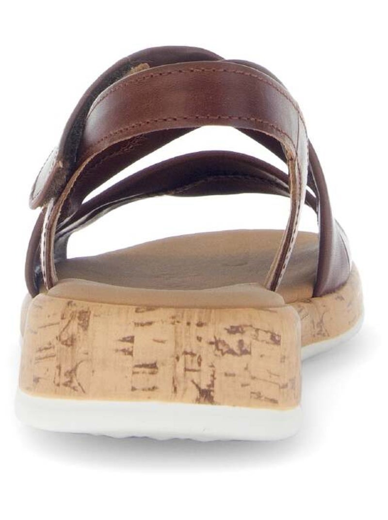 Sandales  en cuir lisse Marron - Kiabi