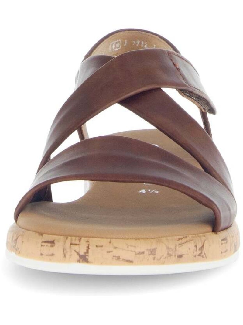 Sandales  en cuir lisse Marron - Kiabi