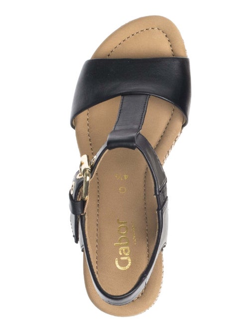 Sandales  en cuir lisse - Kiabi