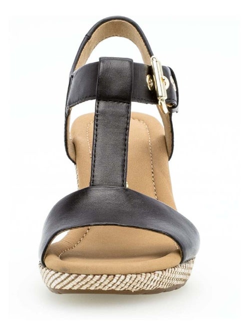 Sandales  en cuir lisse - Kiabi