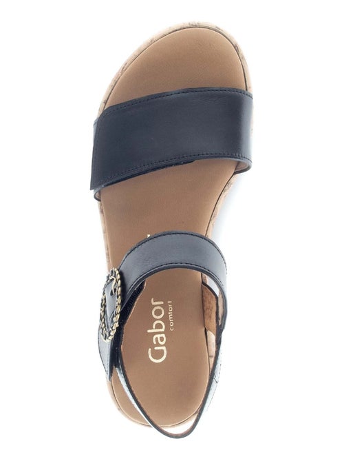 Sandales  en cuir lisse - Kiabi