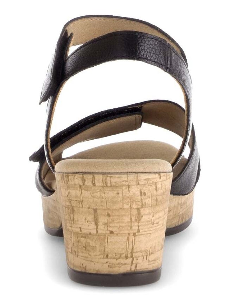 Sandales  en cuir lisse Noir - Kiabi