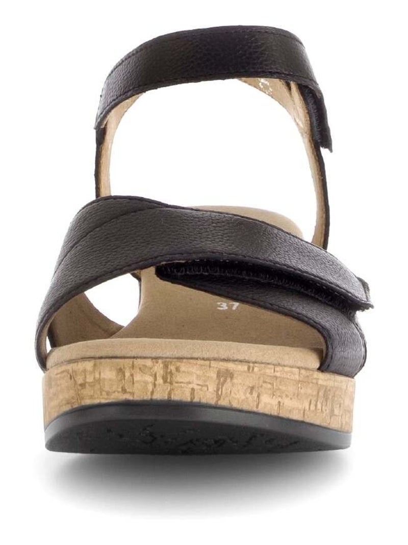 Sandales  en cuir lisse Noir - Kiabi