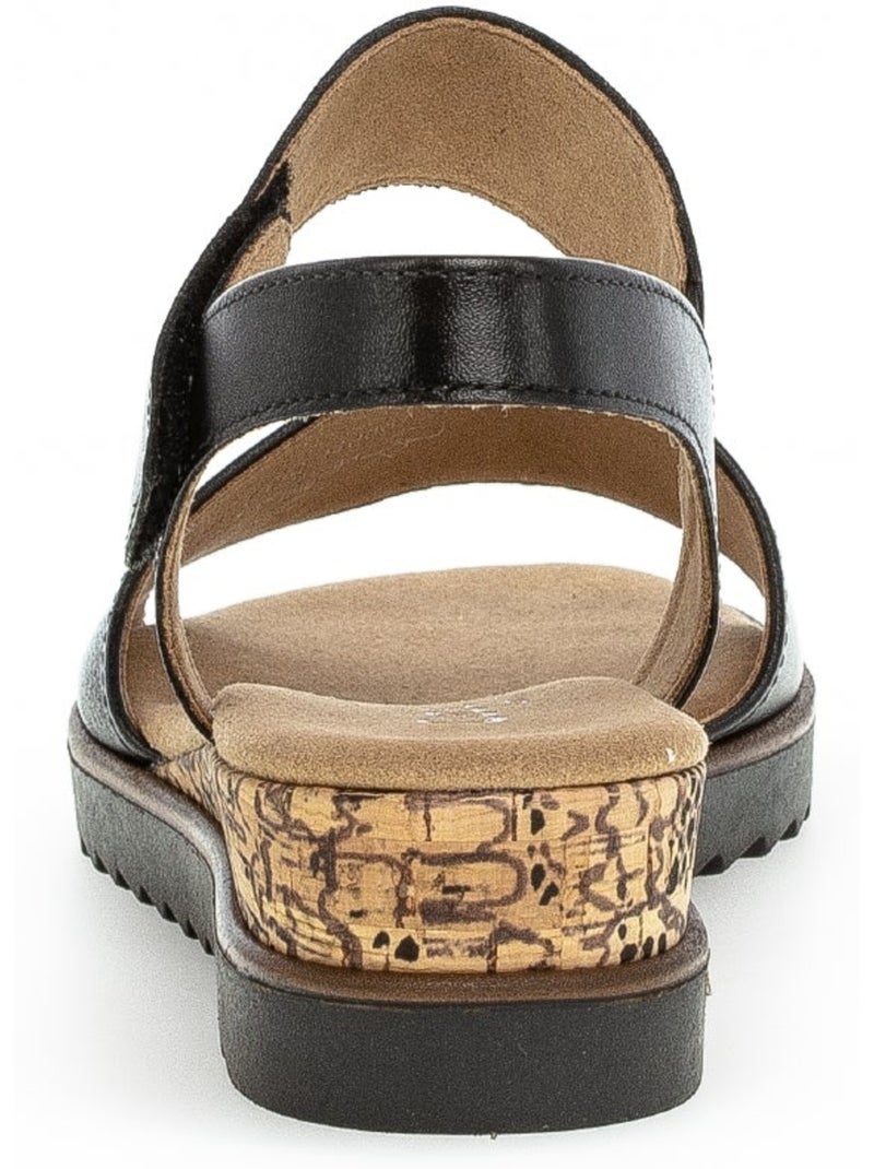 Sandales  en cuir lisse Noir Noir - Kiabi