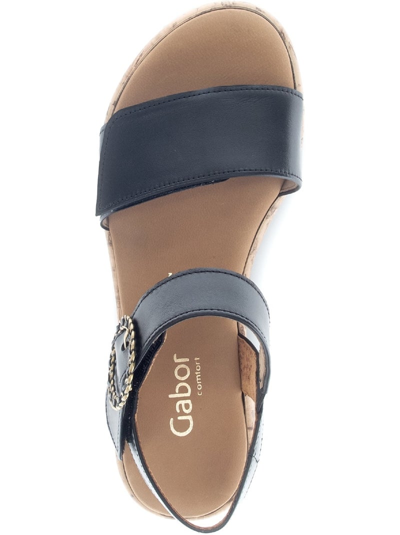 Sandales  en cuir lisse Noir Noir - Kiabi