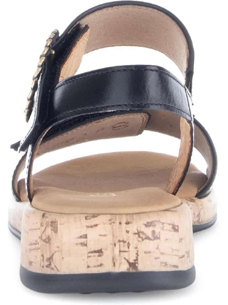 Sandales  en cuir lisse Noir Noir - Kiabi