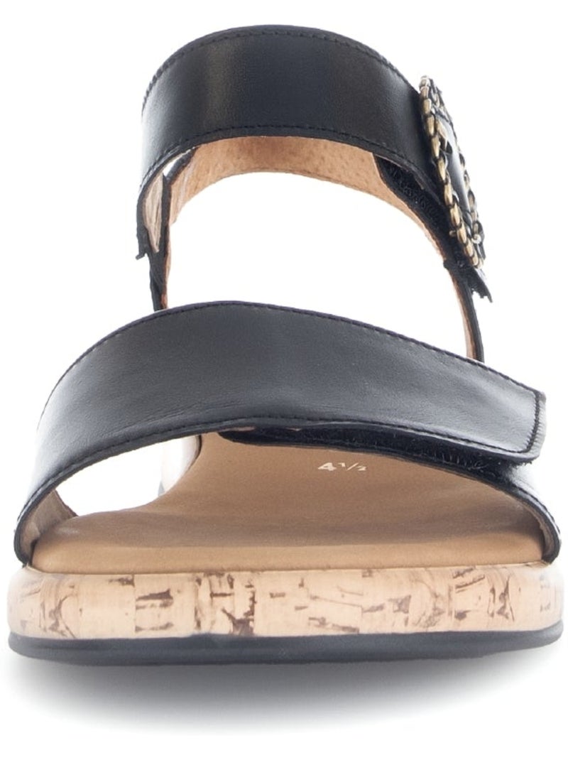 Sandales  en cuir lisse Noir Noir - Kiabi