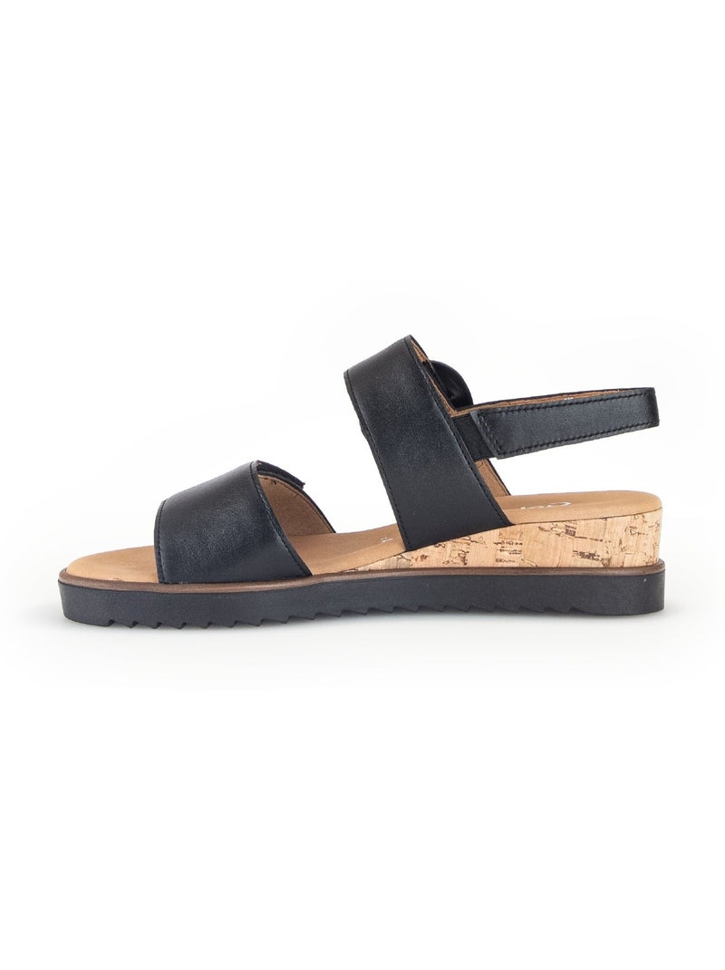 Sandales  en cuir lisse Noir Noir - Kiabi