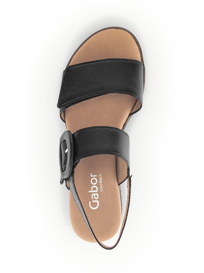 Sandales  en cuir lisse Noir Noir - Kiabi