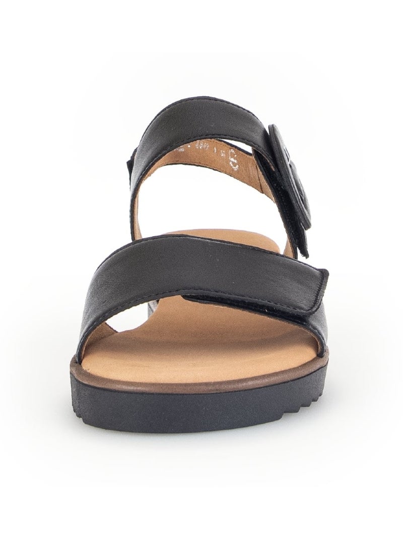 Sandales  en cuir lisse Noir Noir - Kiabi