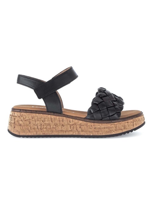 Sandales  en cuir lisse - Kiabi