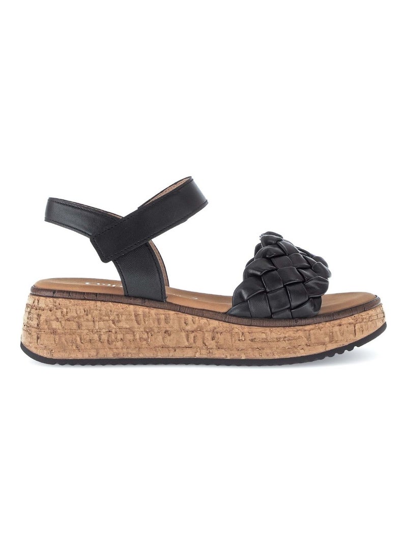 Sandales  en cuir lisse Noir Noir - Kiabi