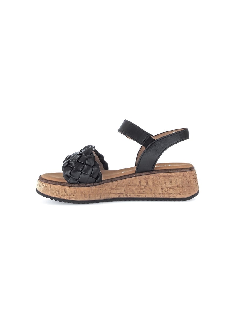 Sandales  en cuir lisse Noir Noir - Kiabi
