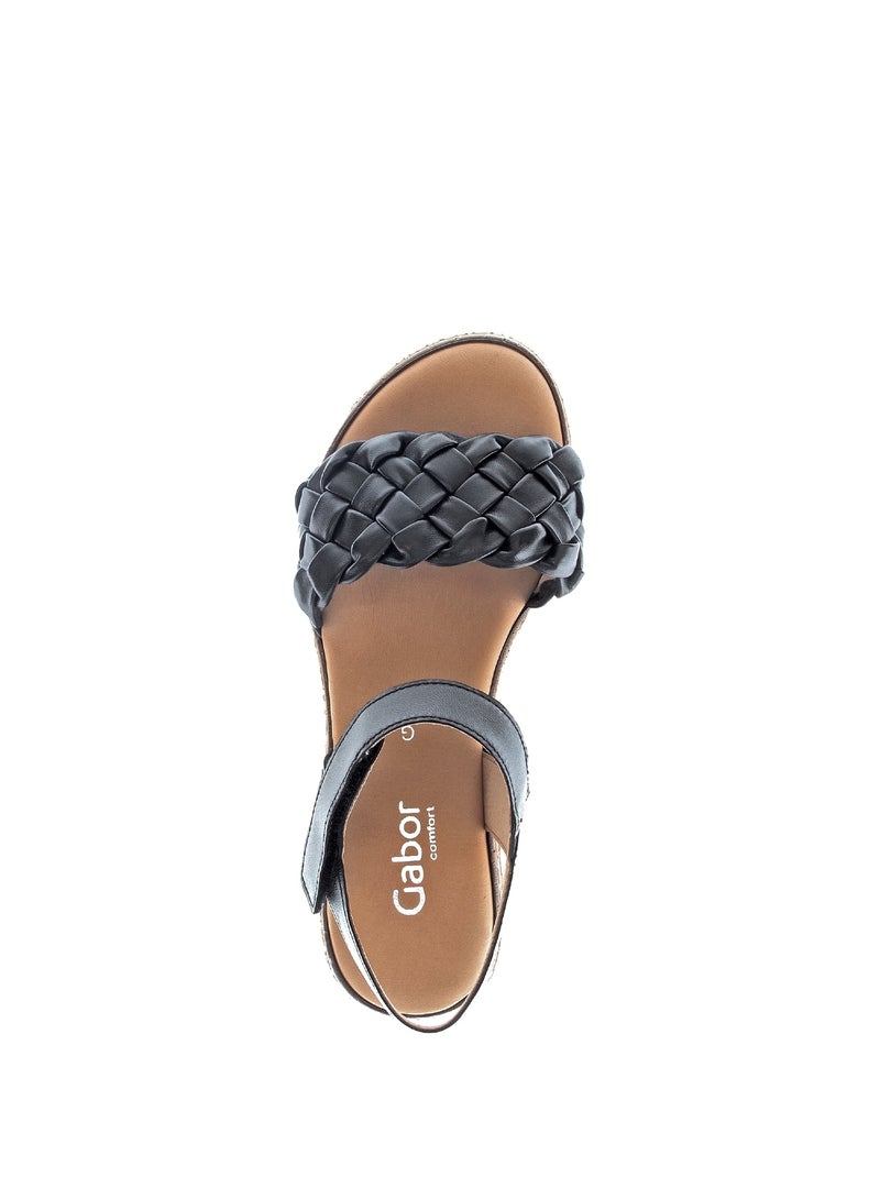 Sandales  en cuir lisse Noir Noir - Kiabi