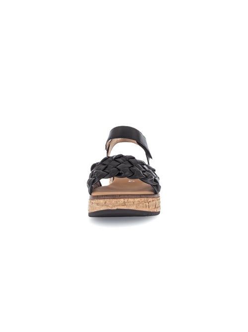 Sandales  en cuir lisse - Kiabi
