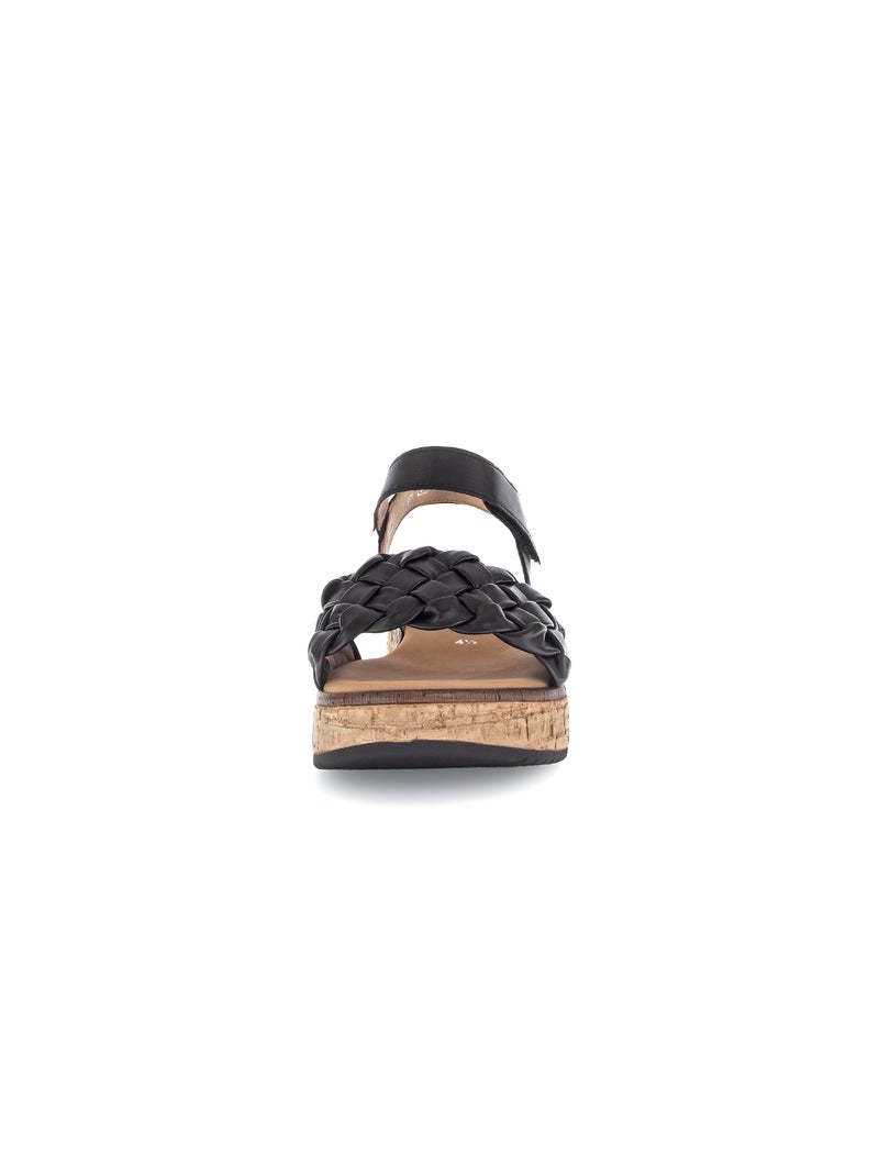 Sandales  en cuir lisse Noir Noir - Kiabi