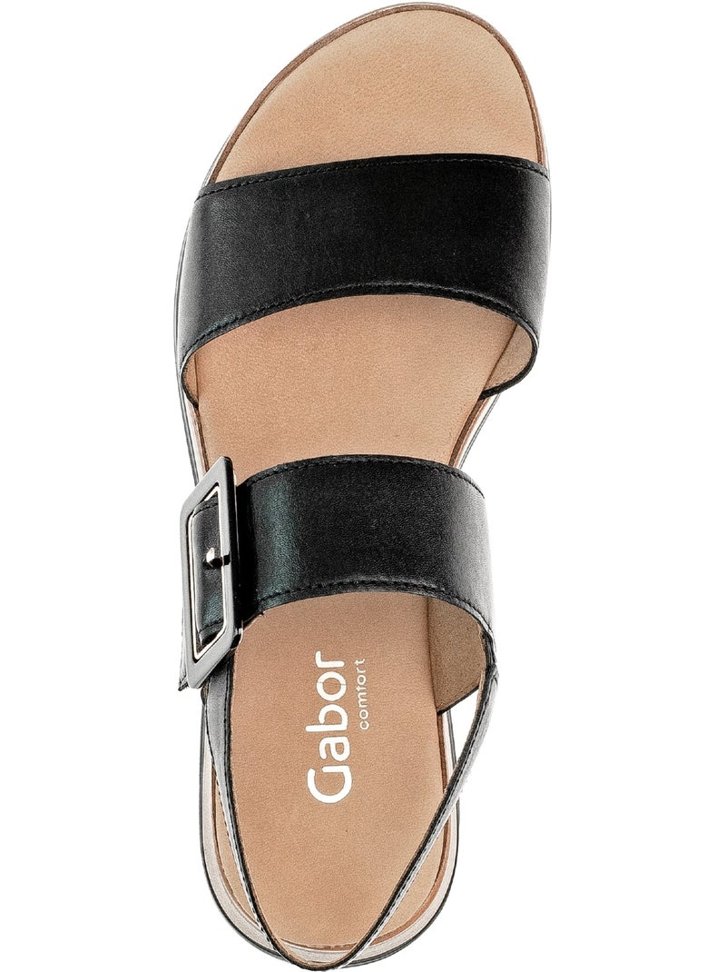 Sandales  en cuir lisse Noir Noir - Kiabi