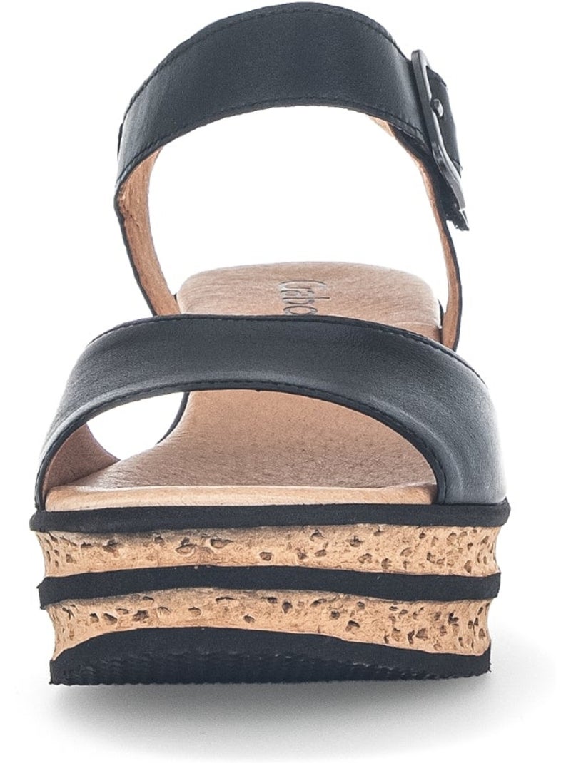 Sandales  en cuir lisse Noir Noir - Kiabi