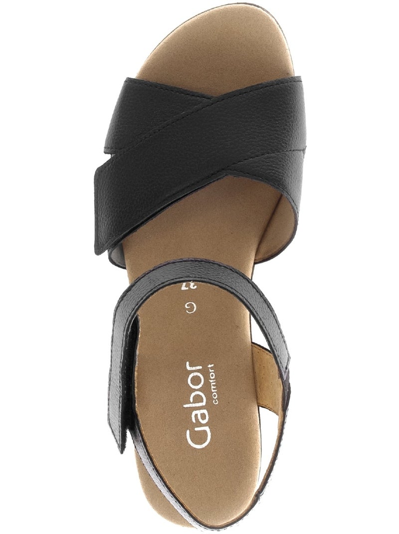 Sandales  en cuir lisse Noir Noir - Kiabi