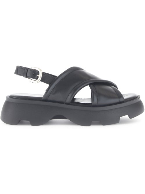 Sandales  en cuir lisse - Kiabi