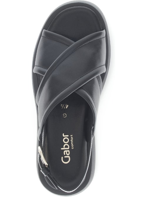 Sandales  en cuir lisse - Kiabi
