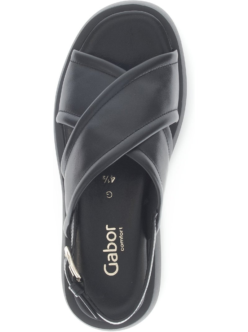 Sandales  en cuir lisse Noir Noir - Kiabi