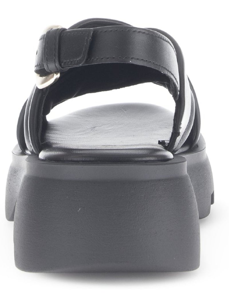Sandales  en cuir lisse Noir Noir - Kiabi