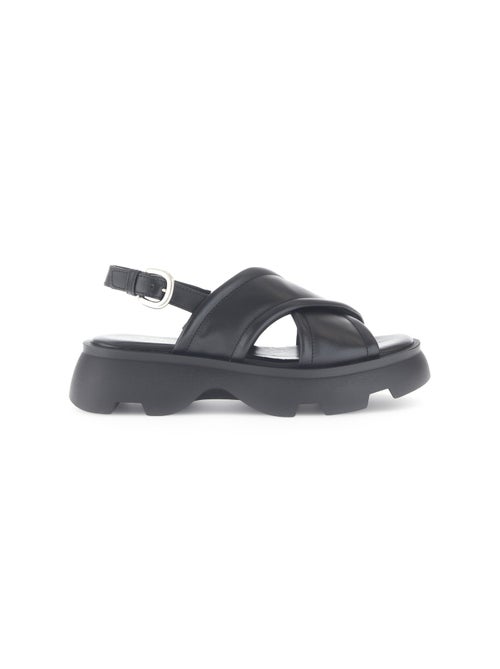 Sandales  en cuir lisse - Kiabi