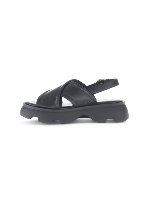 Sandales  en cuir lisse - Kiabi