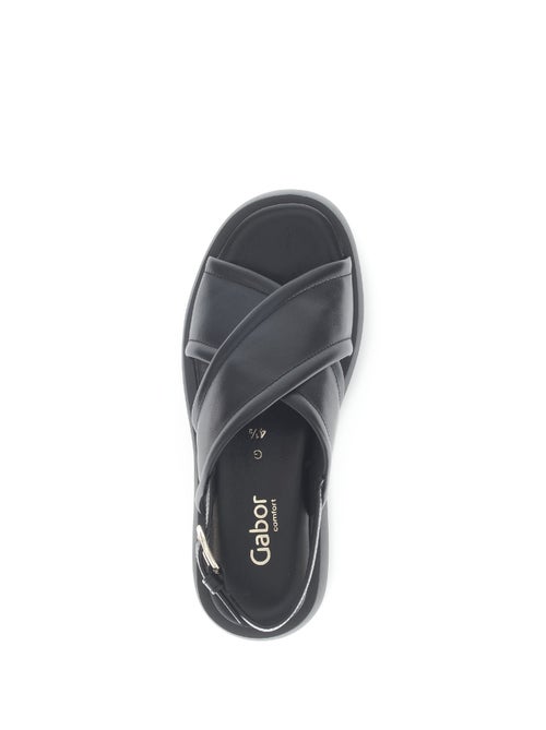 Sandales  en cuir lisse - Kiabi