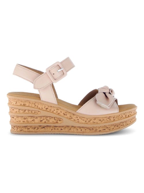 Sandales en cuir lisse - Kiabi