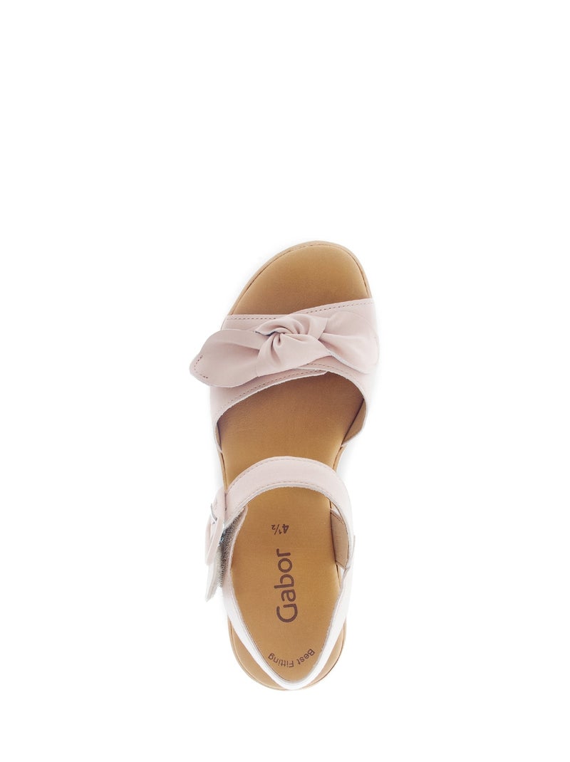 Sandales en cuir lisse Rose - Kiabi