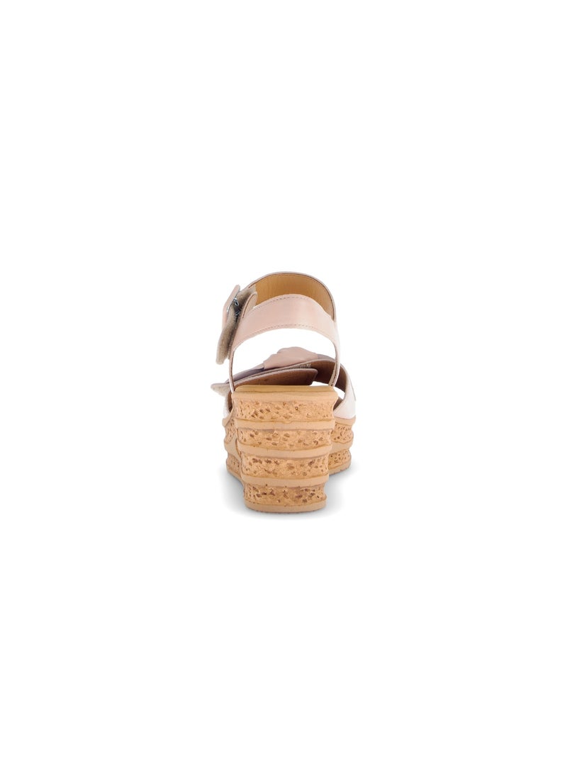 Sandales en cuir lisse Rose - Kiabi