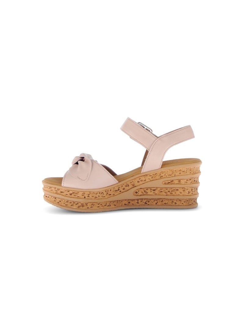 Sandales en cuir lisse Rose - Kiabi