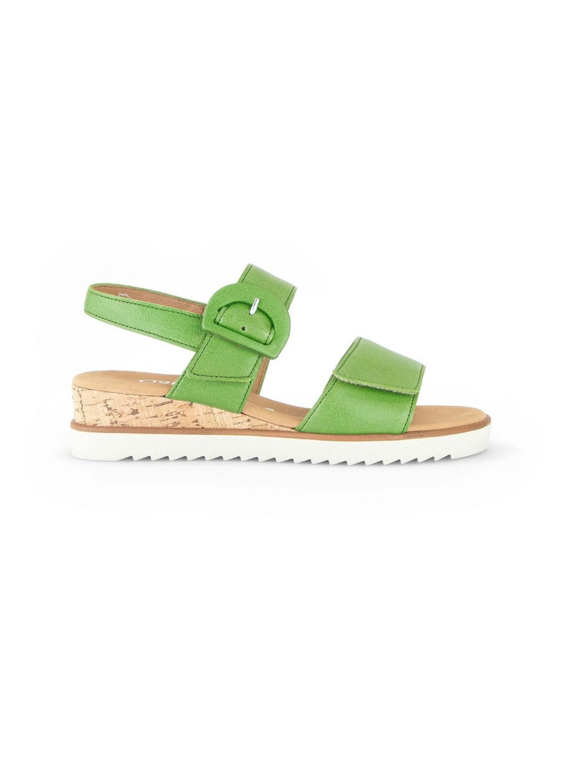 Sandales  en cuir lisse Vert - Kiabi