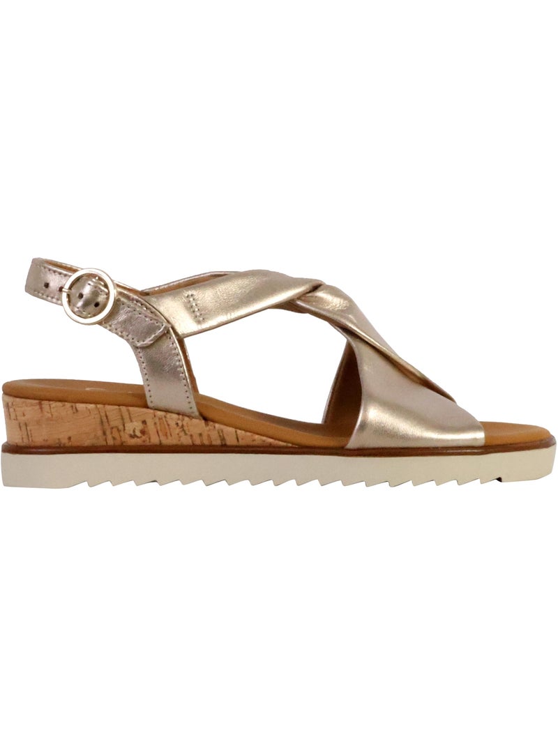 Sandales  en cuir métallisé Doré/or - Kiabi