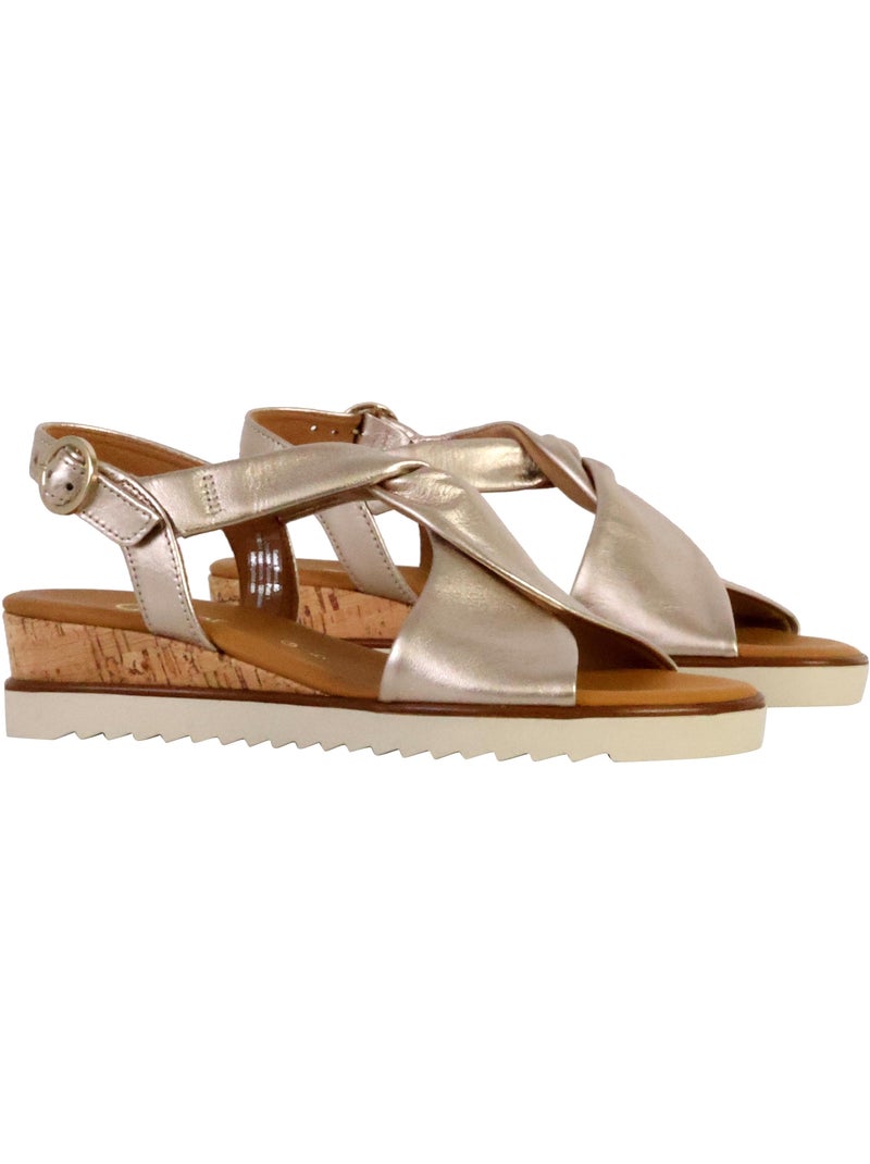Sandales  en cuir métallisé Doré/or - Kiabi