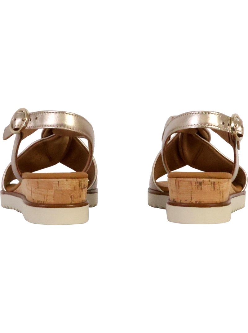 Sandales  en cuir métallisé Doré/or - Kiabi