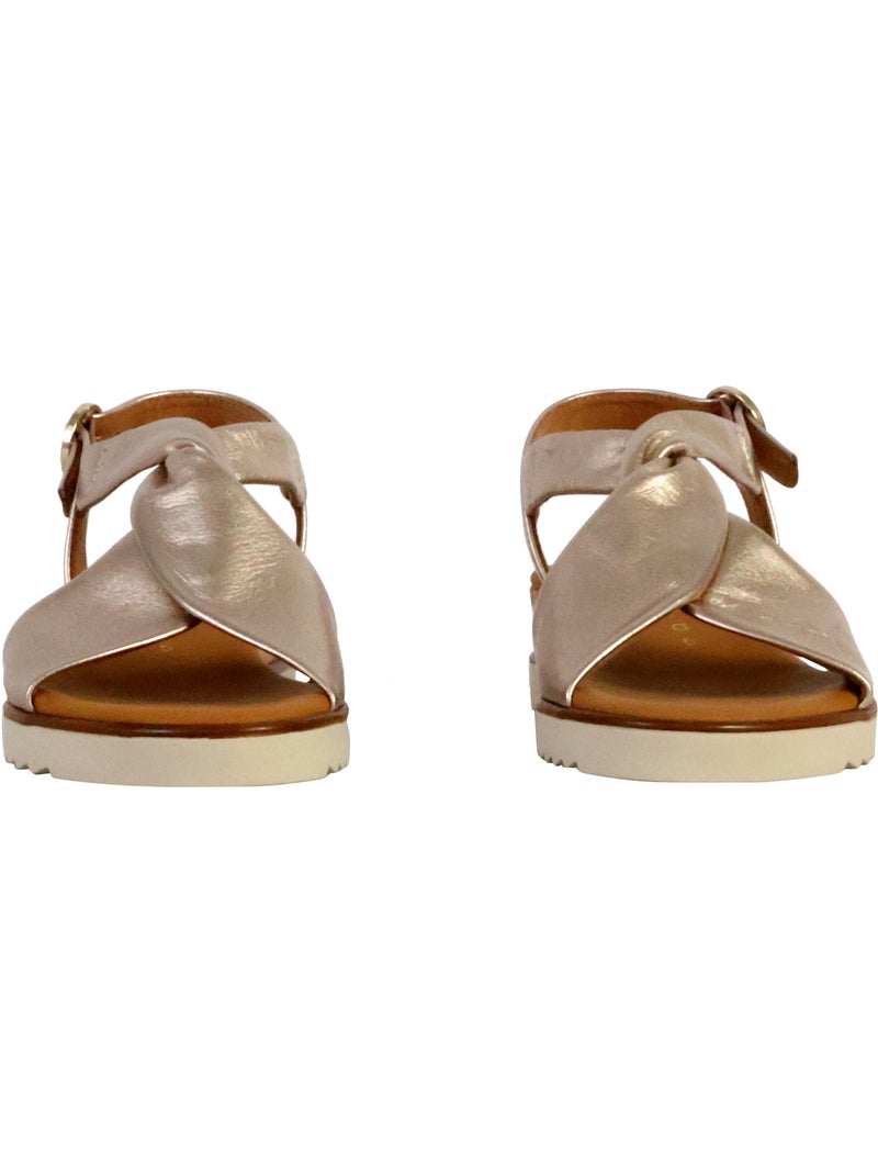Sandales  en cuir métallisé Doré/or - Kiabi