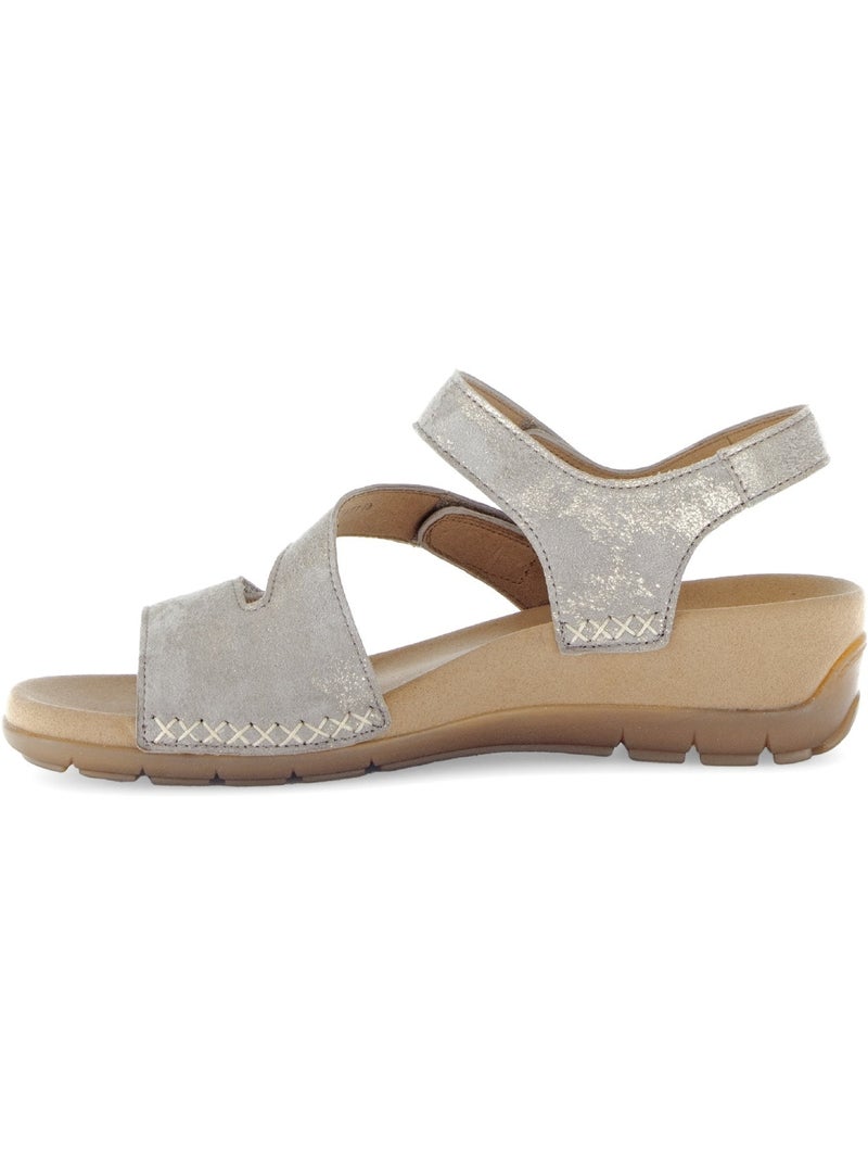 Sandales  en cuir métallisé Doré/or - Kiabi