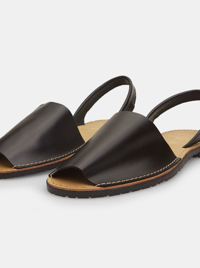 Sandales en cuir Noir - Kiabi