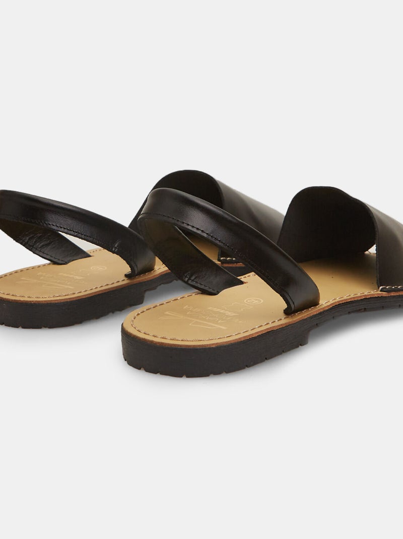 Sandales en cuir Noir - Kiabi
