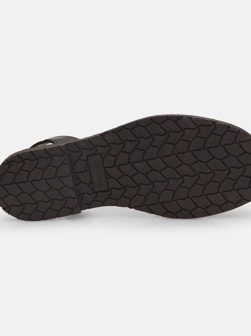 Sandales en cuir Noir - Kiabi