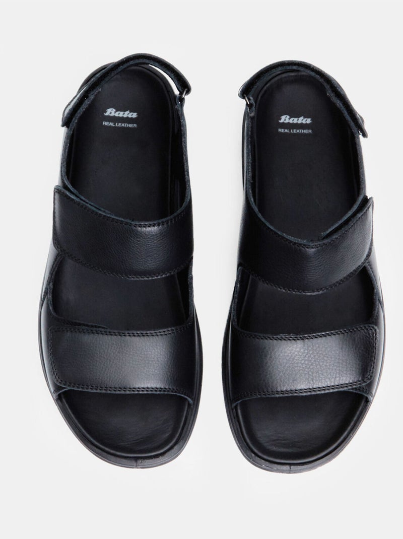 Sandales en cuir Noir - Kiabi