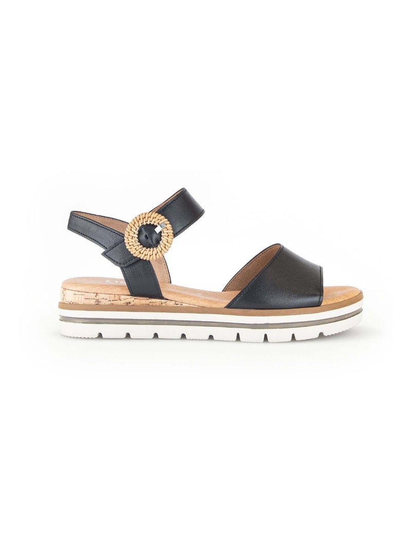 Sandales  en cuir Noir Noir - Kiabi