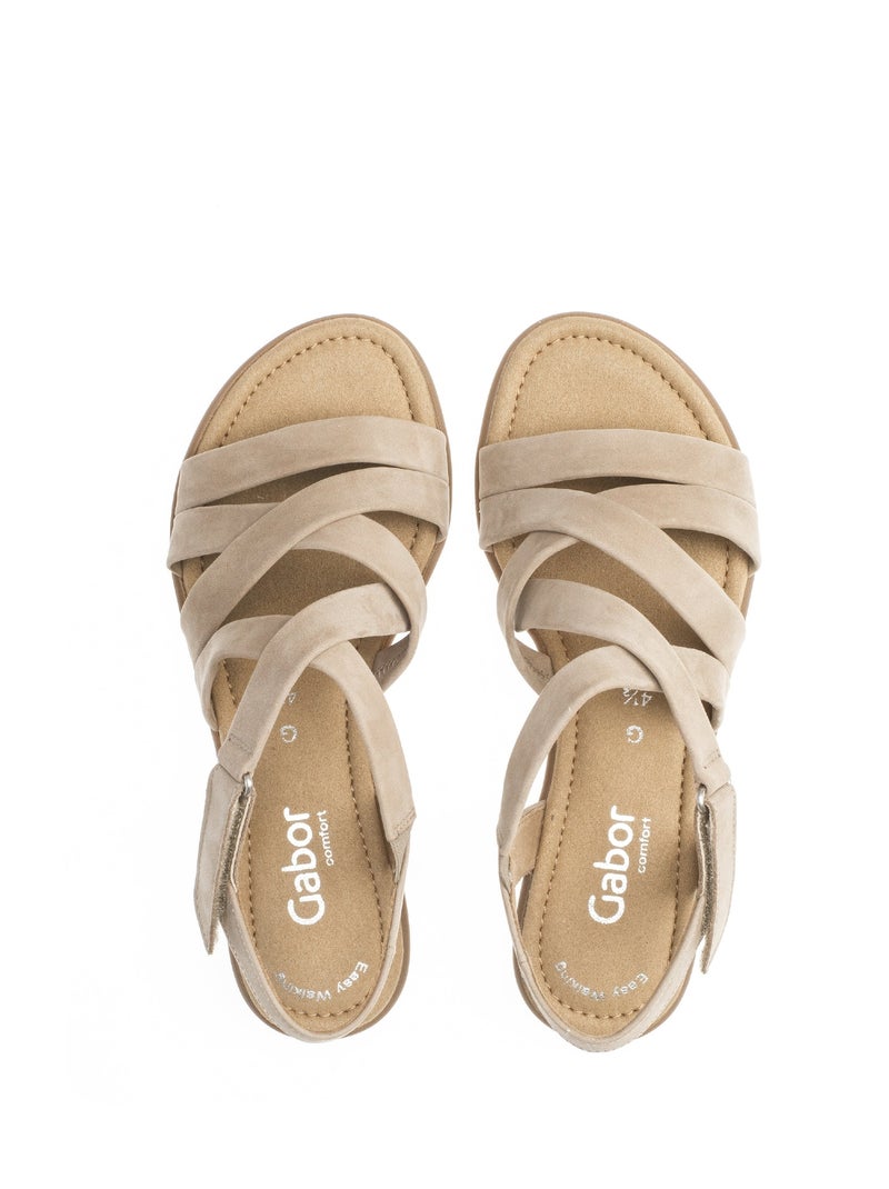 Sandales  en cuir nubuck Beige - Kiabi